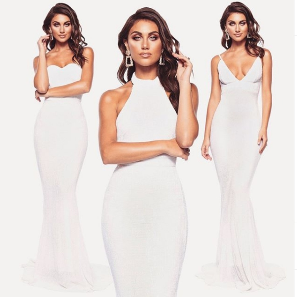 White Sequin Prom/Wedding Gown